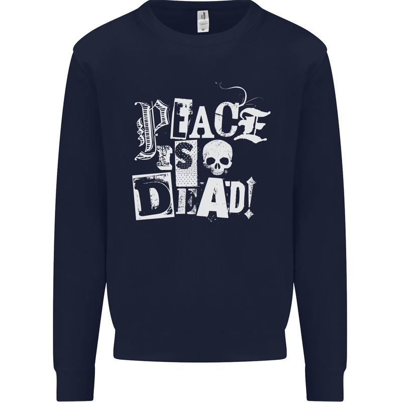 Peace is Dead War Anarchy Anarchist Skull Mens Sweatshirt Jumper Navy Blue