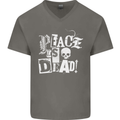 Peace is Dead War Anarchy Anarchist Skull Mens V-Neck Cotton T-Shirt Charcoal