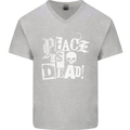 Peace is Dead War Anarchy Anarchist Skull Mens V-Neck Cotton T-Shirt Sports Grey