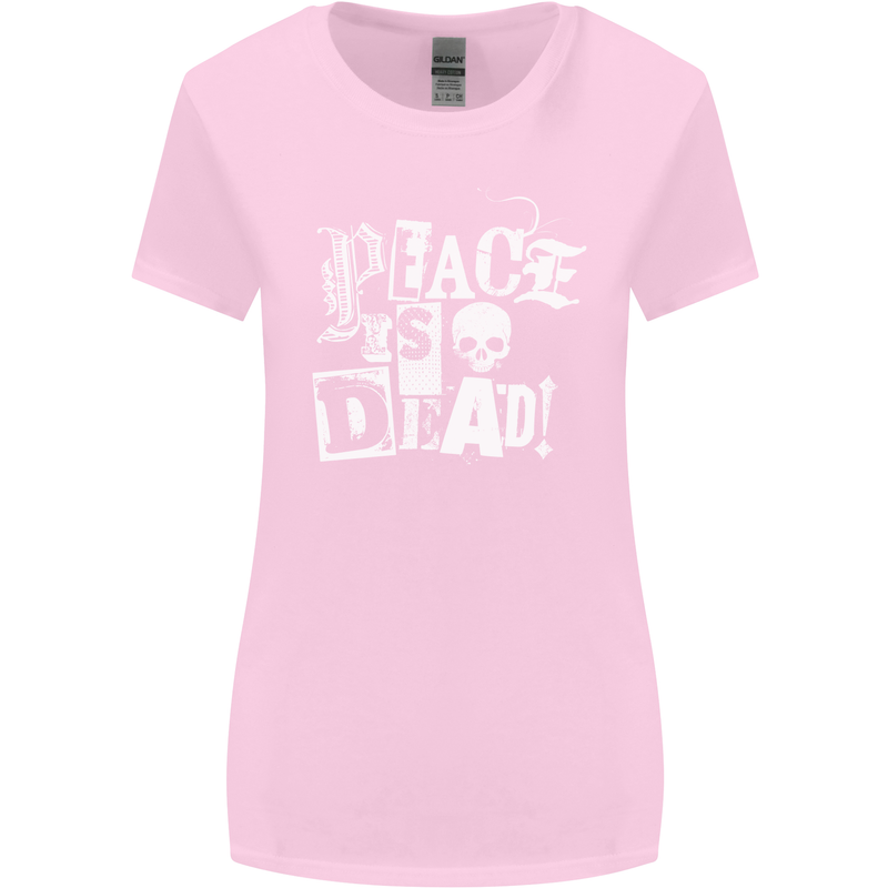 Peace is Dead War Anarchy Anarchist Skull Womens Wider Cut T-Shirt Light Pink