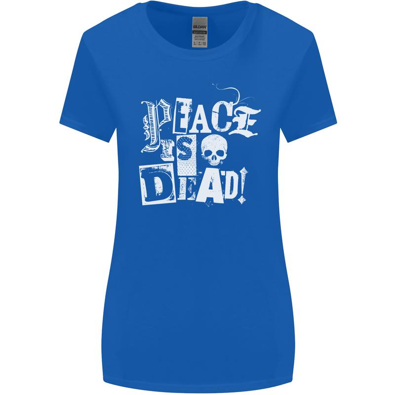 Peace is Dead War Anarchy Anarchist Skull Womens Wider Cut T-Shirt Royal Blue