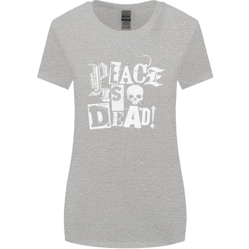 Peace is Dead War Anarchy Anarchist Skull Womens Wider Cut T-Shirt Sports Grey