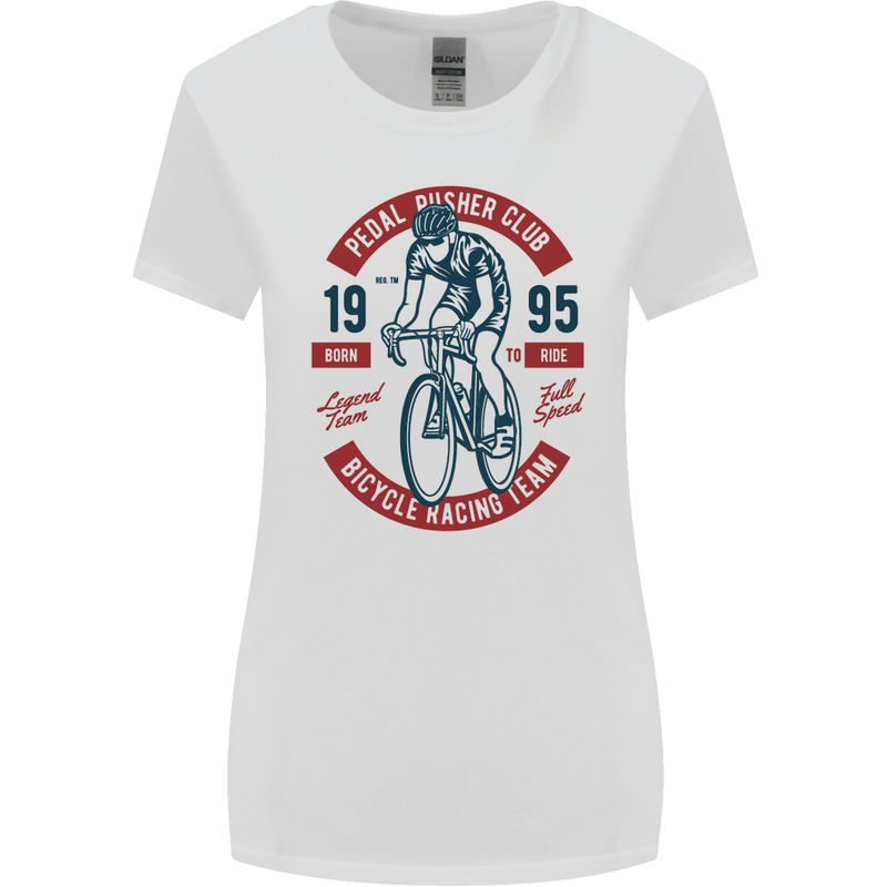 Pedal Pusher Club Cycling Cyclist Funny Womens Wider Cut T-Shirt White