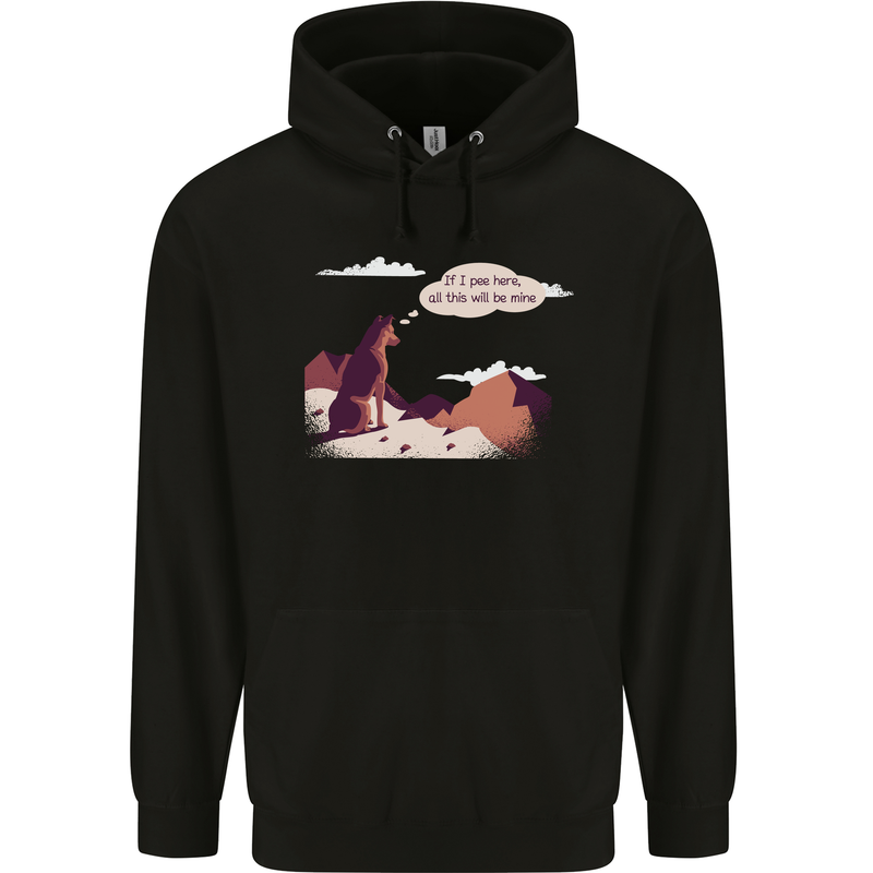 Peeing Dog in the Mountains Funny Childrens Kids Hoodie Black