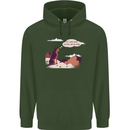 Peeing Dog in the Mountains Funny Childrens Kids Hoodie Forest Green