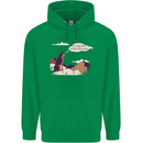 Peeing Dog in the Mountains Funny Childrens Kids Hoodie Irish Green