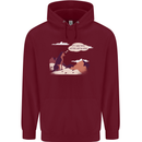 Peeing Dog in the Mountains Funny Childrens Kids Hoodie Maroon