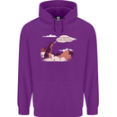 Peeing Dog in the Mountains Funny Childrens Kids Hoodie Purple