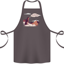 Peeing Dog in the Mountains Funny Cotton Apron 100% Organic Dark Grey