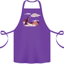 Peeing Dog in the Mountains Funny Cotton Apron 100% Organic Purple