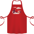 Peeing Dog in the Mountains Funny Cotton Apron 100% Organic Red