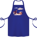 Peeing Dog in the Mountains Funny Cotton Apron 100% Organic Royal Blue
