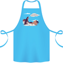 Peeing Dog in the Mountains Funny Cotton Apron 100% Organic Turquoise