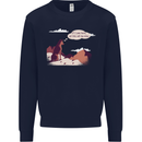 Peeing Dog in the Mountains Funny Kids Sweatshirt Jumper Navy Blue