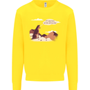 Peeing Dog in the Mountains Funny Kids Sweatshirt Jumper Yellow