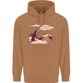 Peeing Dog in the Mountains Funny Mens 80% Cotton Hoodie Caramel Latte
