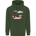 Peeing Dog in the Mountains Funny Mens 80% Cotton Hoodie Forest Green