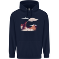 Peeing Dog in the Mountains Funny Mens 80% Cotton Hoodie Navy Blue