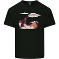 Peeing Dog in the Mountains Funny Mens Cotton T-Shirt Tee Top Black