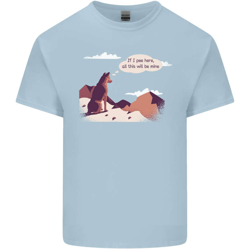 Peeing Dog in the Mountains Funny Mens Cotton T-Shirt Tee Top Light Blue