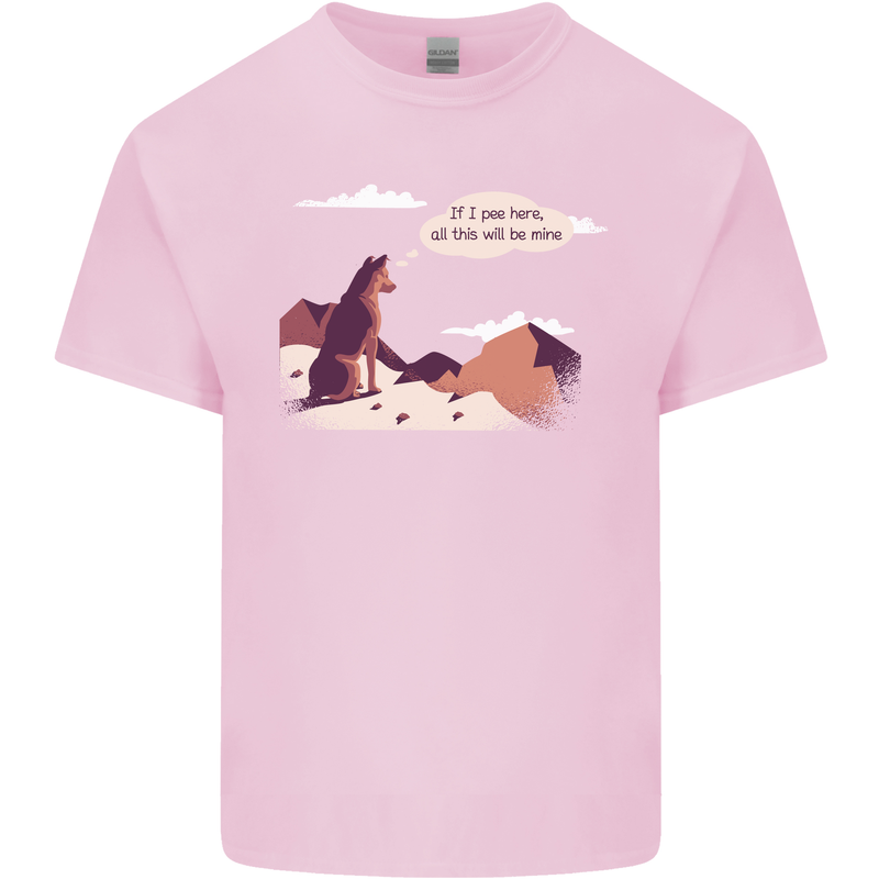 Peeing Dog in the Mountains Funny Mens Cotton T-Shirt Tee Top Light Pink