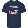 Peeing Dog in the Mountains Funny Mens Cotton T-Shirt Tee Top Navy Blue