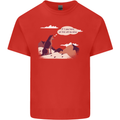 Peeing Dog in the Mountains Funny Mens Cotton T-Shirt Tee Top Red