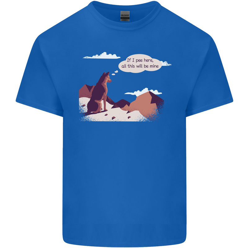 Peeing Dog in the Mountains Funny Mens Cotton T-Shirt Tee Top Royal Blue
