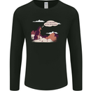Peeing Dog in the Mountains Funny Mens Long Sleeve T-Shirt Black