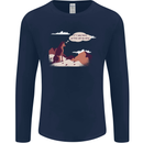 Peeing Dog in the Mountains Funny Mens Long Sleeve T-Shirt Navy Blue