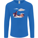 Peeing Dog in the Mountains Funny Mens Long Sleeve T-Shirt Royal Blue