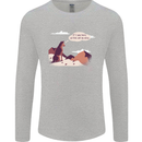 Peeing Dog in the Mountains Funny Mens Long Sleeve T-Shirt Sports Grey