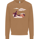 Peeing Dog in the Mountains Funny Mens Sweatshirt Jumper Caramel Latte