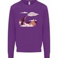 Peeing Dog in the Mountains Funny Mens Sweatshirt Jumper Purple