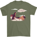 Peeing Dog in the Mountains Funny Mens T-Shirt Cotton Gildan Military Green