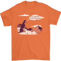 Peeing Dog in the Mountains Funny Mens T-Shirt Cotton Gildan Orange