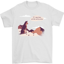 Peeing Dog in the Mountains Funny Mens T-Shirt Cotton Gildan White