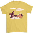 Peeing Dog in the Mountains Funny Mens T-Shirt Cotton Gildan Yellow