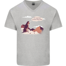 Peeing Dog in the Mountains Funny Mens V-Neck Cotton T-Shirt Sports Grey