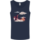 Peeing Dog in the Mountains Funny Mens Vest Tank Top Navy Blue