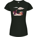 Peeing Dog in the Mountains Funny Womens Petite Cut T-Shirt Black
