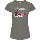 Peeing Dog in the Mountains Funny Womens Petite Cut T-Shirt Charcoal