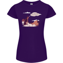 Peeing Dog in the Mountains Funny Womens Petite Cut T-Shirt Purple