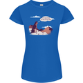 Peeing Dog in the Mountains Funny Womens Petite Cut T-Shirt Royal Blue
