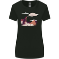 Peeing Dog in the Mountains Funny Womens Wider Cut T-Shirt Black