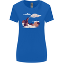 Peeing Dog in the Mountains Funny Womens Wider Cut T-Shirt Royal Blue