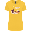 Peeing Dog in the Mountains Funny Womens Wider Cut T-Shirt Yellow