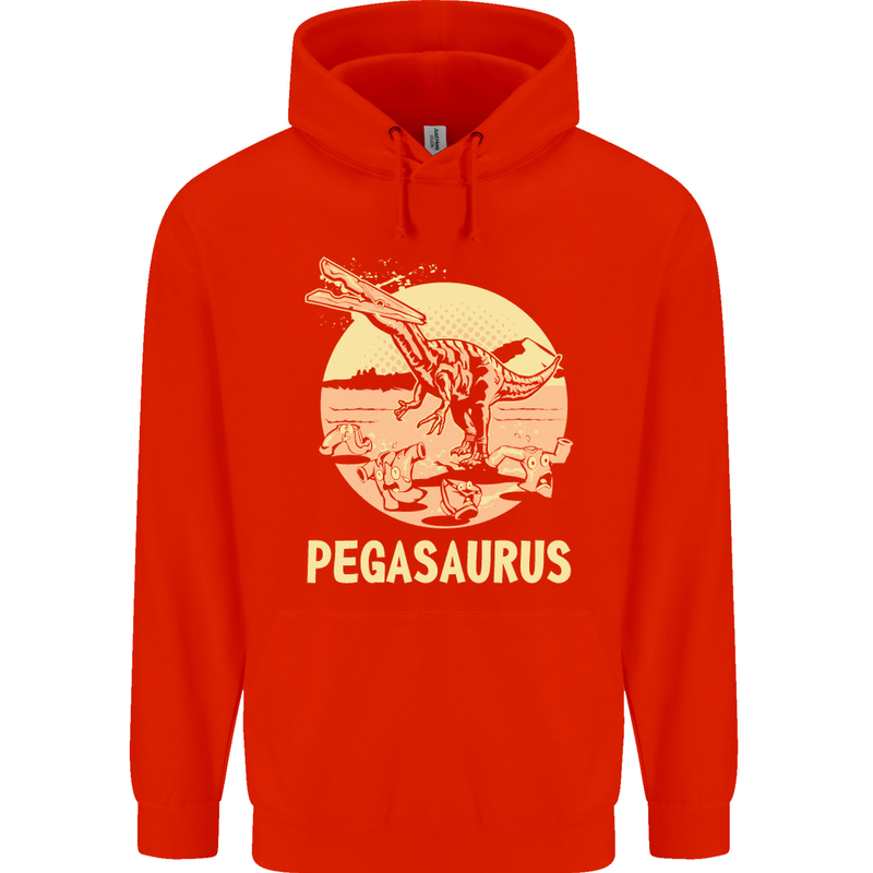 Pegasaurus Dinosaur T-Rex Funny Childrens Kids Hoodie Bright Red