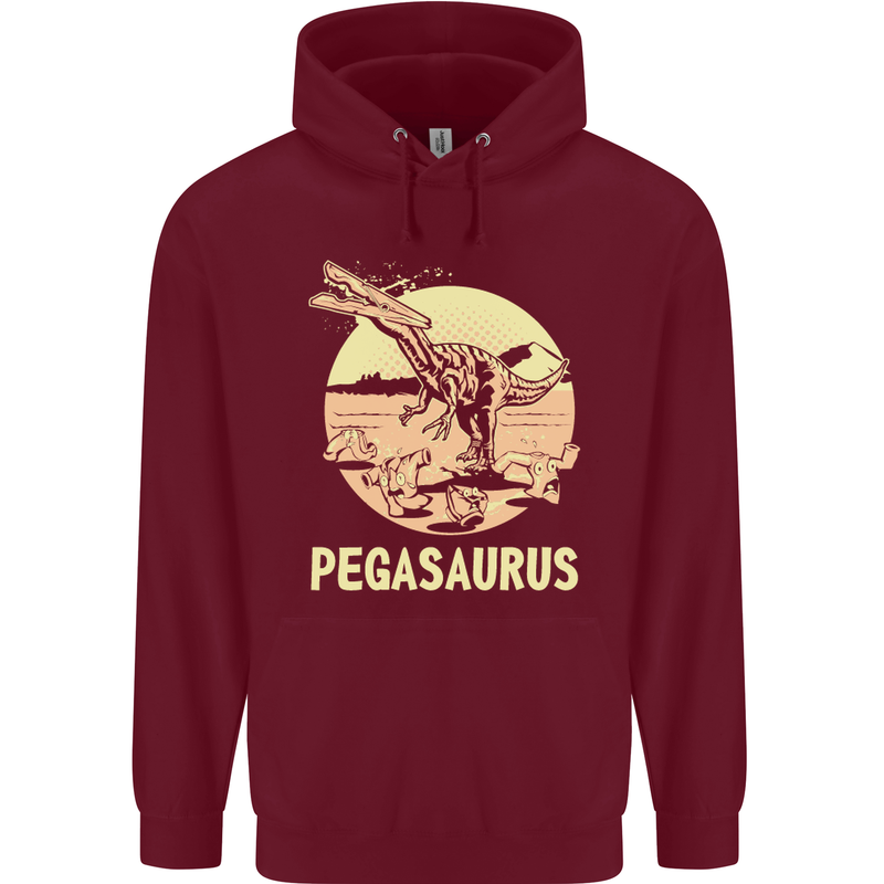 Pegasaurus Dinosaur T-Rex Funny Childrens Kids Hoodie Maroon