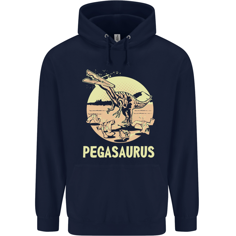 Pegasaurus Dinosaur T-Rex Funny Childrens Kids Hoodie Navy Blue
